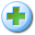 A red cross in a white circle